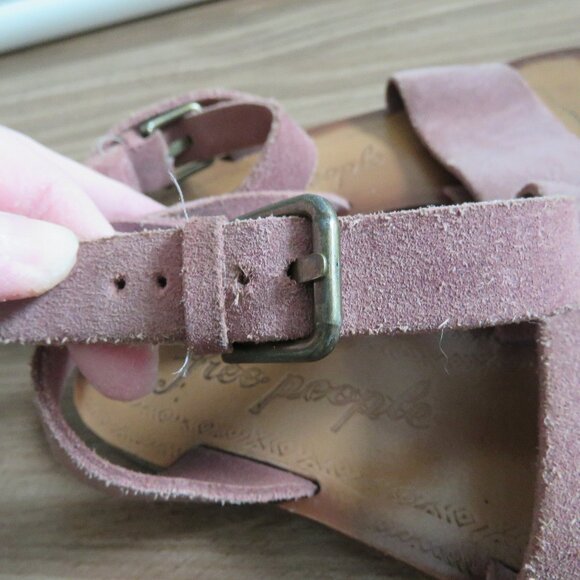 FREE PEOPLE Torrence Ankle Wrap Suede Sandals in Mauve Purple Boho - Size US 6.5 - Picture 9 of 16